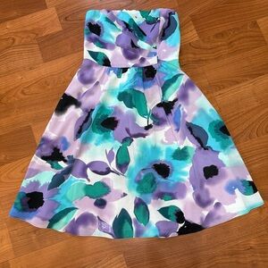 Floral Dress in Purple and Blue